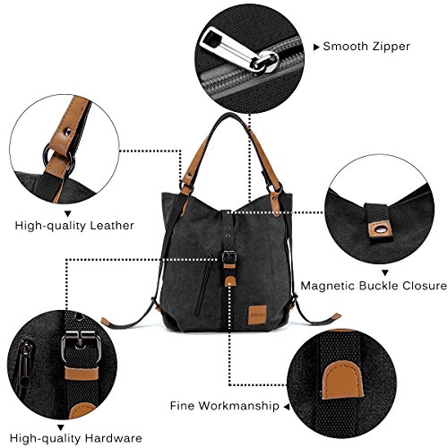 Bolso Mochilas Mujer Casual Vendimia, JOSEKO Niña Lona Multifuncional Antirrobo Bolso de Cuero de Gran Capacidad Bolsas de Viaje para Cualquier Ocasión