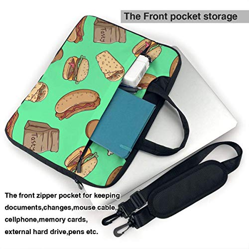 Bolso para computadora portátil Funda Protectora para computadora portátil Funda Protectora antiarañazos Bolso de Dibujos Animados Sabrosa Comida rápida Burger Hot Dog Taco