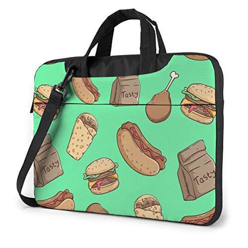 Bolso para computadora portátil Funda Protectora para computadora portátil Funda Protectora antiarañazos Bolso de Dibujos Animados Sabrosa Comida rápida Burger Hot Dog Taco