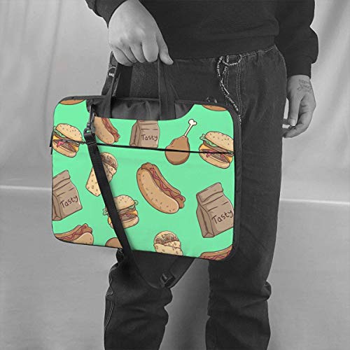 Bolso para computadora portátil Funda Protectora para computadora portátil Funda Protectora antiarañazos Bolso de Dibujos Animados Sabrosa Comida rápida Burger Hot Dog Taco