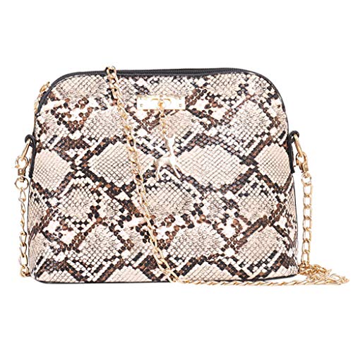 Bolsos Bandolera para Mujer Pequeños Verano 2019 Bolsos de Hombro Mujer Crossbody con Cadena Bolsos de Fiesta Carteras Mujer Piel PU Estampados Serpiente