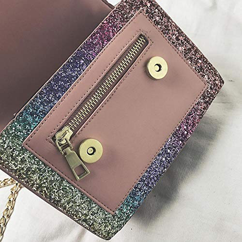 Bolsos De Las Mujeres Lentejuelas Pequeña Bolsa Cuadrada Wild Girl Pequeña Bolsa Mini Cadena Bolsa De Hombro Moda Pink