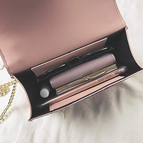 Bolsos De Las Mujeres Lentejuelas Pequeña Bolsa Cuadrada Wild Girl Pequeña Bolsa Mini Cadena Bolsa De Hombro Moda Pink