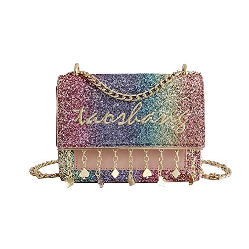 Bolsos De Las Mujeres Lentejuelas Pequeña Bolsa Cuadrada Wild Girl Pequeña Bolsa Mini Cadena Bolsa De Hombro Moda Pink