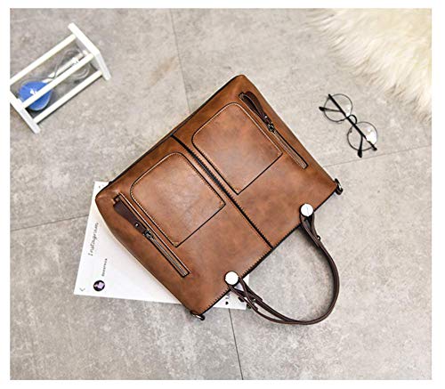 Bolsos de Las Mujeres, Popoti Bolsos de Mensajero de Cuero Bolso de Hombro Messenger Crossbody Bag Billetera Vintage Nuevos Bolsillos de Compras de la Señora (Marrón)