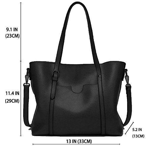 Bolsos de Mujer, Bolsos Totes para Mujer, Bolsas De Hombro Gran tapa de cuero de la PU Mensajero Bolso Bandolera, Negro/30/14/25 cm (L*W*H)