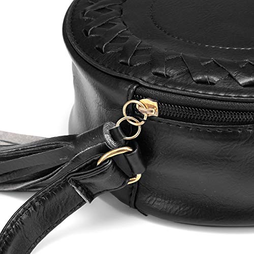 Bolsos De Mujeres Crossbody, JOSEKO Monedero Redondo del teléfono Celular del Bolso de la Cremallera de Cuero de la PU con la Borla