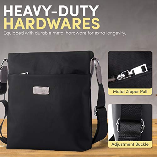 Bolsos Hombre Bandolera Messenger Bag Bolsa de Mensajero Impermeable Bolso Hombro de Nylon Ligero con Correa Ajustable para el Uso Diario, Trabajo, Deporte, Viajes Negro Hengwin