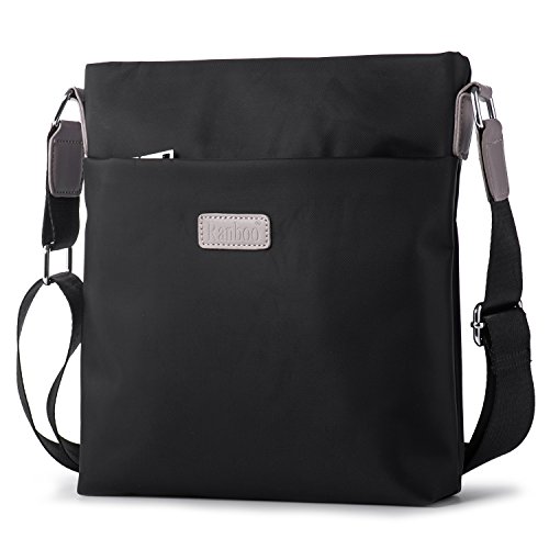 Bolsos Hombre Bandolera Messenger Bag Bolsa de Mensajero Impermeable Bolso Hombro de Nylon Ligero con Correa Ajustable para el Uso Diario, Trabajo, Deporte, Viajes Negro Hengwin