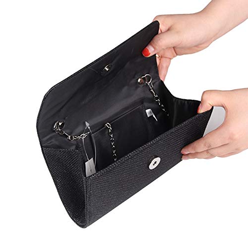 Bolsos Mujer Bolso De Mano De Noche para Mujer, Bolso De Mano para Mujer, Bolso De Cadena, Bolso De Fiesta para Dama De Boda Nupcial, Negro