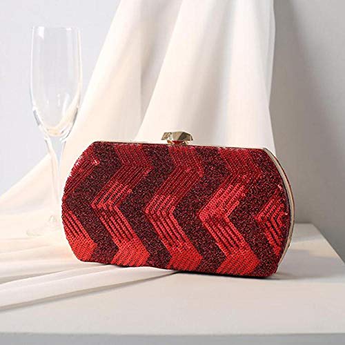 Bolsos Mujer Bolso De Mano De Noche Plateado para Mujer, Mini Bolso De Lentejuelas para Mujer, Bolso De Fiesta De Boda, Brillante, Bandolera, Rojo