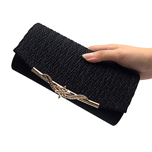 Bolsos Mujer Bolso De Noche para Mujer Banquete De Fiesta Bolso De Brillo para Mujeres Niñas Embragues De Boda Bolso Bolso De Hombro De Cadena Negro