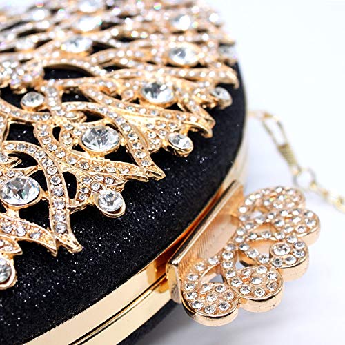 Bolsos Mujer Bolso De Noche para Mujer Moda Metal Dorado Cristal Bolso De Noche para Mujer Bolso De Embrague Bolso De Fiesta Nupcial para Boda Negro