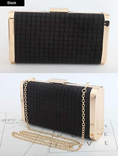 Bolsos Mujer Bolsos De Noche De Terciopelo A La Moda, Bolso De Mano para Mujer, Diseño De Patrón A Cuadros, Bolso De Cadena, Bolso De Fiesta para Banquetes, Mini Bolso De Hombro Negro