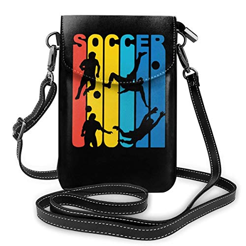 Bolsos pequeños Retro de los años 70 Bolso para teléfono celular de fútbol arcoíris con ranuras para tarjetas de crédito Monedero Bolso de hombro para mujeres y niñas adolescentes