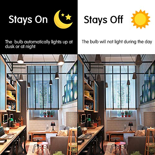 Bombilla con Sensor Crepuscular, Bomcosy Bombillas E27 LED Sensor, 12W Equivalente a 100W, Blanco Cálido 3000k, Amanecer hasta el Atardecer Encendido/Apagado Automático, Para Camino, Jardín 2 piezas