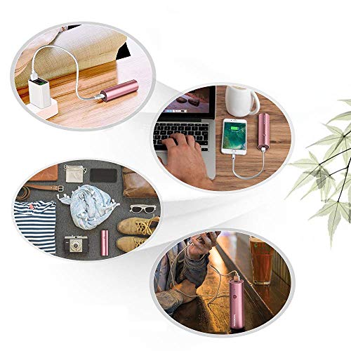 BONAI Power Bank Mini 5800mAh Bateria Externa iPhone Carga Rapida Batería Externa para iPhone 7/8/6/6s,Samsung,Xiaomi,Huawei,Tablets y más Dispositivos-Rosa