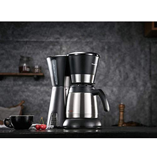 Bonsenkitchen Cafetera Goteo con Jarra de Vacío de Acero Inoxidable, 8~10 Tazas (1.2L), 800w, Cafeteras Electricas, Cafetera de Filtro Negro (CM8761 Versión Actualizada)