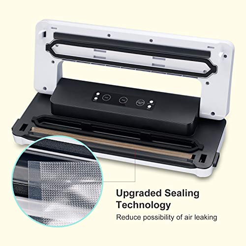 Bonsenkitchen Envasadora al Vacío 4 en 1 para Uso Doméstico y Comercial, Maquina al Vacio de Alimentos Secos y Húmedos, Incluyendo Rollo de Vacio 20 x 300cm y Bolsas 5, VS3750