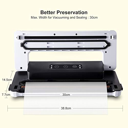 Bonsenkitchen Envasadora al Vacío 4 en 1 para Uso Doméstico y Comercial, Maquina al Vacio de Alimentos Secos y Húmedos, Incluyendo Rollo de Vacio 20 x 300cm y Bolsas 5, VS3750