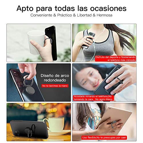 Bonslan Anillo Soporte Móvil, Titular del teléfono,2 Piezas Anillo Soporte para Movil 360° rotación,Soporte Teléfono,Ring Stand Holder para iPhone Tablet y Smartphone Universal (Negro-New)