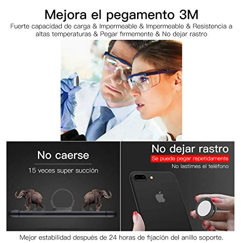 Bonslan Anillo Soporte Móvil, Titular del teléfono,2 Piezas Anillo Soporte para Movil 360° rotación,Soporte Teléfono,Ring Stand Holder para iPhone Tablet y Smartphone Universal (Negro-New)