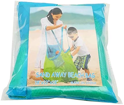 Bornfeel Bolsa de Juguetes Playa Bolsa de Malla para Niños Guardar los Juguetes Bolas Conchas Verde 45 x 30 x 45cm （18 x 12 x 18in）.