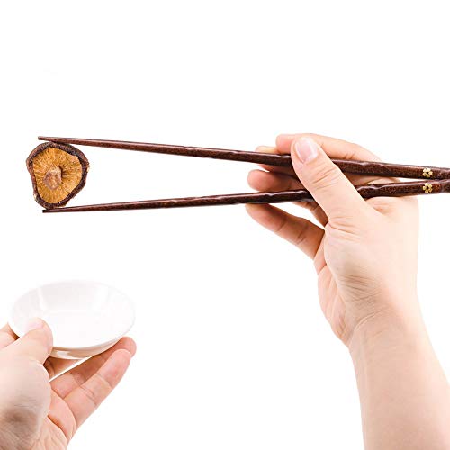 Bosdontek Palillos Japoneses 5 Pares De Palillos Naturales Reutilizables Lavables para Lavavajillas Palillos De Madera Set De Vajillas Chinos con Lujosa Caja Hecha A Mano Negra(Flower)