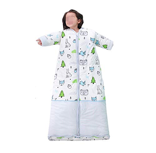 Bosque De Animales, Saco De Dormir Acolchado De Algodón Puro, Pijamas De Invierno para Niños, Altura 120CM