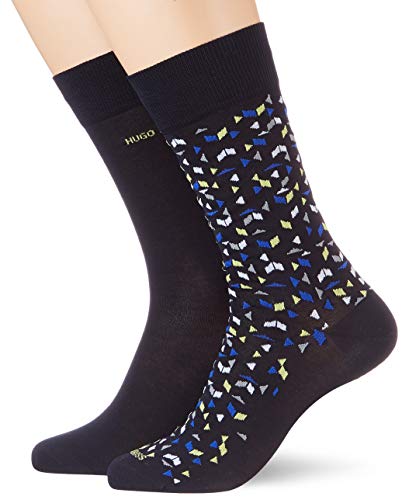 BOSS Socke Allover Minipattern Mc Calcetines, Azul (Dark Blue 401), 39/42 (Talla del fabricante: 39-42) (Pack de 2) para Hombre