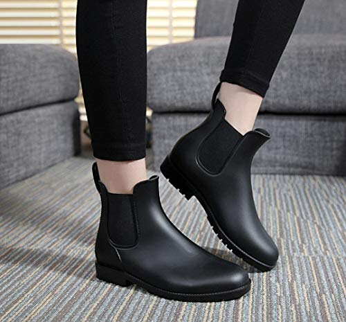 Bota Agua Mujer Hombre Chelsea Jardín Trabajo Lluvia Tobillo Botas Festival Antideslizante Wellington Boots Negro 39