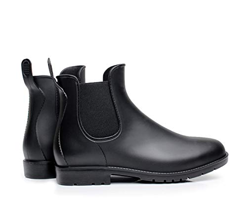 Bota Agua Mujer Hombre Chelsea Jardín Trabajo Lluvia Tobillo Botas Festival Antideslizante Wellington Boots Negro 39