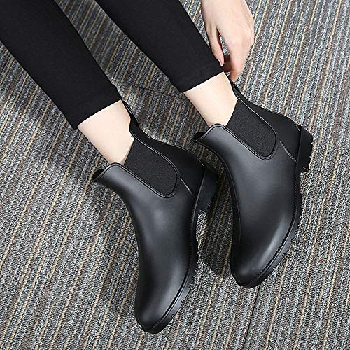 Bota Agua Mujer Hombre Chelsea Jardín Trabajo Lluvia Tobillo Botas Festival Antideslizante Wellington Boots Negro 41