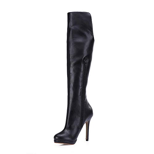 Botas Altas sexys para Mujer Invierno Nueva Plataforma Impermeable Popular Botas Negras de tacón Alto para Mujer 0640ABT-c2-40, Negro