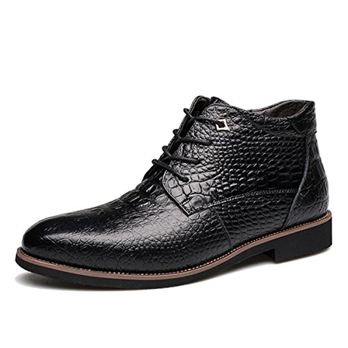 Botas de Cuero de los Hombres, gracosy Hombres Calzados Oxford Zapatos De Capucha Patrón Cocodrilo Botas Martin Estilo Británico Casual Clásico Cuero con Terciopelo