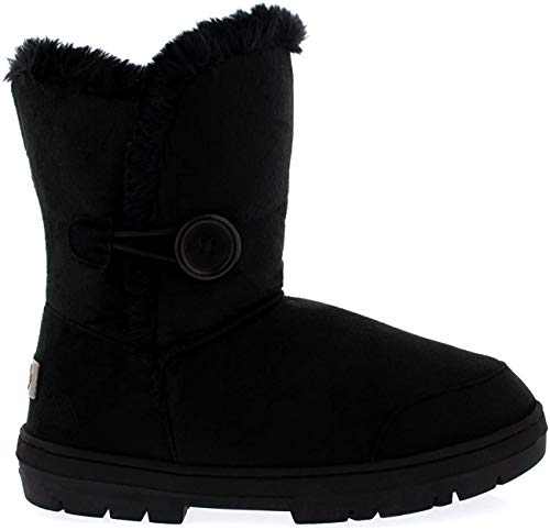 Botas de invierno de un solo botón, impermeables, para mujer, color Negro, talla 39