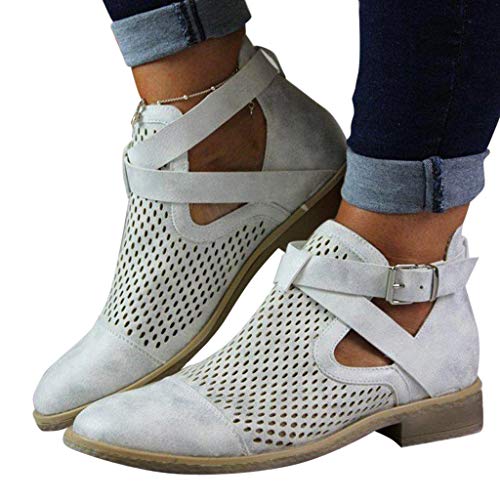 Botas de Mujer Cuero Impermeables Botines 3 Cm Tobillo Alto Plano Impermeables Zapatillas Otoño Invierno Comodos Suede Zapatos Sandalias Tacón Medio Gris 35-43 riou