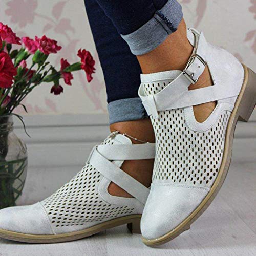 Botas de Mujer Cuero Impermeables Botines 3 Cm Tobillo Alto Plano Impermeables Zapatillas Otoño Invierno Comodos Suede Zapatos Sandalias Tacón Medio Gris 35-43 riou