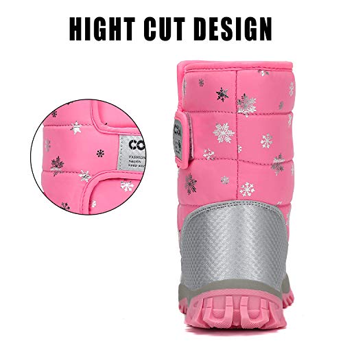 Botas de Nieve Niño Botas de Invierno Niña Impermeable Antideslizante Cálido Forro Niñas Niños Al Aire Libre Boots Rosa 38