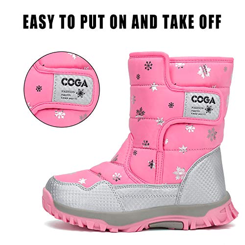 Botas de Nieve Niño Botas de Invierno Niña Impermeable Antideslizante Cálido Forro Niñas Niños Al Aire Libre Boots Rosa 38