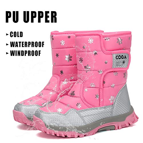 Botas de Nieve Niño Botas de Invierno Niña Impermeable Antideslizante Cálido Forro Niñas Niños Al Aire Libre Boots Rosa 38