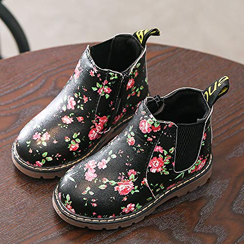 Botas Militares de Nieve Bajos para Niñas Niños Pelo Invierno PAOLIAN Zapatos Piel Bebés Niñas Primeros Pasos Calientes Calzado Floral Chicos Chicas Antideslizante Otoño Talla 21-36