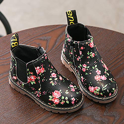 Botas Militares de Nieve Bajos para Niñas Niños Pelo Invierno PAOLIAN Zapatos Piel Bebés Niñas Primeros Pasos Calientes Calzado Floral Chicos Chicas Antideslizante Otoño Talla 21-36