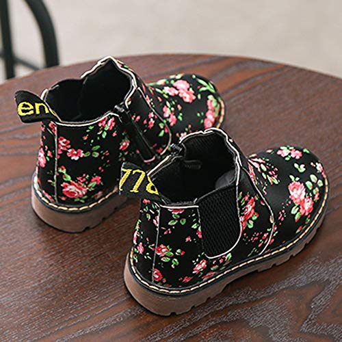 Botas Militares de Nieve Bajos para Niñas Niños Pelo Invierno PAOLIAN Zapatos Piel Bebés Niñas Primeros Pasos Calientes Calzado Floral Chicos Chicas Antideslizante Otoño Talla 21-36