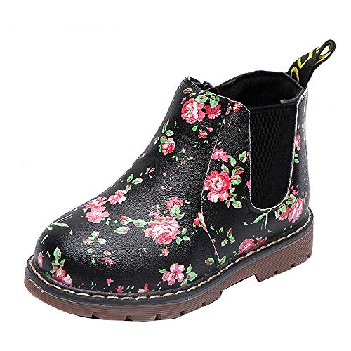 Botas Militares de Nieve Bajos para Niñas Niños Pelo Invierno PAOLIAN Zapatos Piel Bebés Niñas Primeros Pasos Calientes Calzado Floral Chicos Chicas Antideslizante Otoño Talla 21-36
