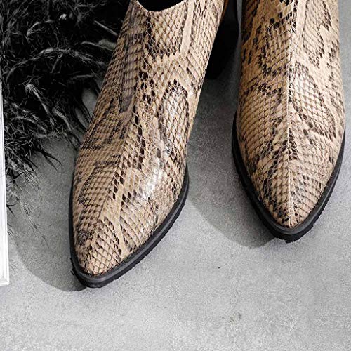 Botas para Mujer Otoño Tobillo Tacón Ancho Alto PAOLIAN Botines Mujer Invierno Cortas Serpiente Zapatos Vestir Mujer Tacon Cuadrado Botas Piel Sintético Fiesta Elegantes