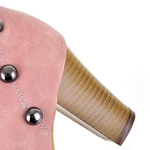 Botas tacón Altas Ancho Grueso Mujer Invierno 2018 PAOLIAN Botas Militares cuña con Cordones Botas Vaqueras caña Media Biker Señora Zapatos Cuero y sintético Piel Calzado Otoño