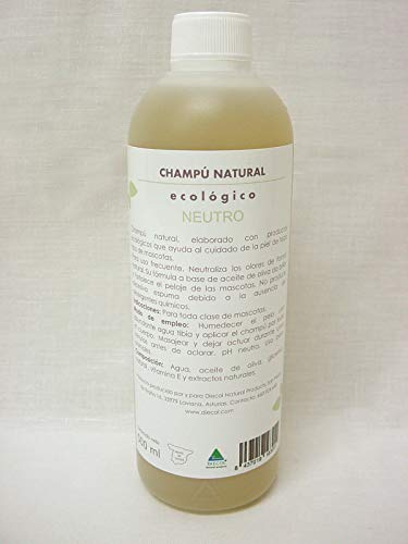 BOTE CHAMPU PARA MASCOTAS ECOLOGICO NATURAL HECHO EN ESPAÑA 500ML NEUTRO