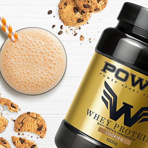 Bote Proteina Whey, Proteína de suero de leche en polvo, 1Kg (sabor Cookies) POWST