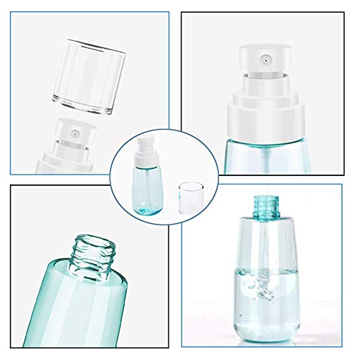 Bote Spray Botella de Aerosol Vacío Plástico Transparente Niebla Fina Atomizador de Viaje Recargable Conjunto de Botellas Maquillaje Vacio de Agua Claro Contenedor (2 × 60 ML)